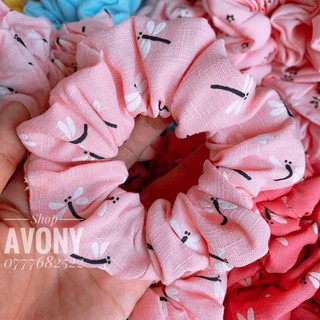 cột tóc vải Scrunchies linen chuồn chuồn