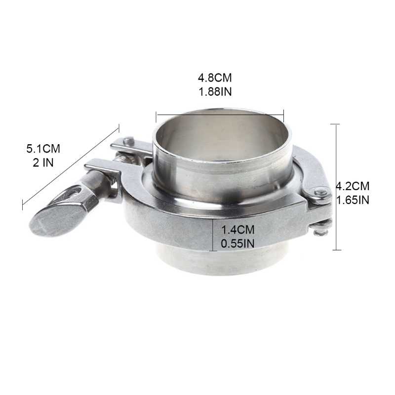 Ống Vệ Sinh Hàn 51mm 2 OD SS304 + Kẹp Ba Chân + Vòng Đệm PTFE