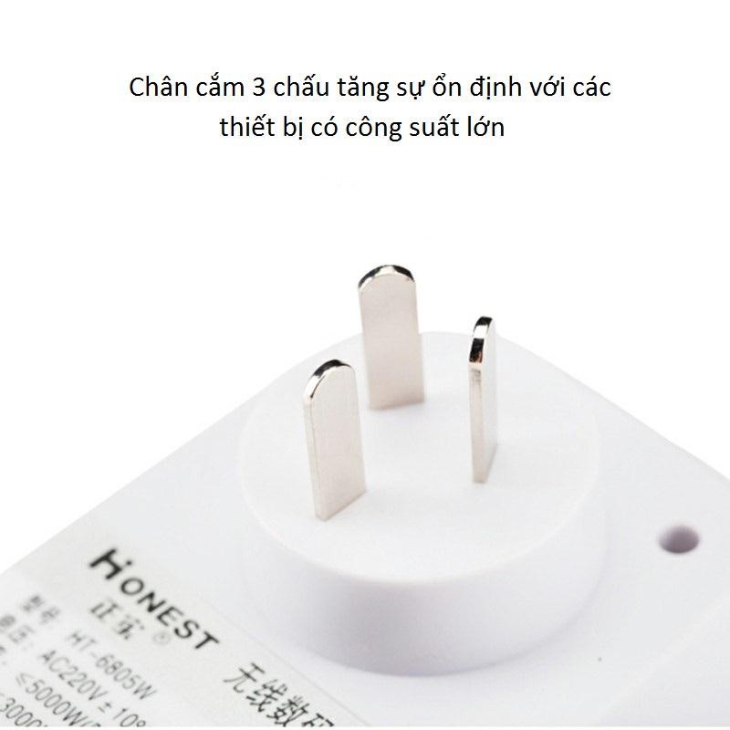 Ổ Cắm Điều Khiển Từ Xa Công Suất Lớn Honest HT-6805W 220v/30A 1000m