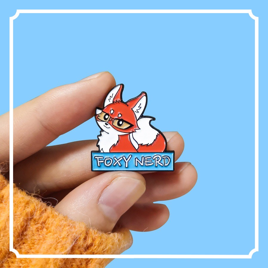 Ghim cài áo QIHE JEWELRY hình chú cáo hoạt hình dễ thương