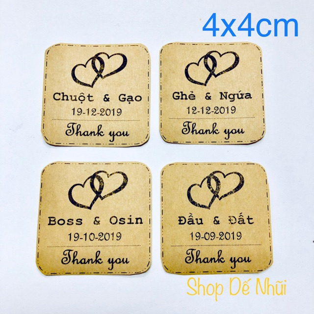 50 Nhãn Dán Sticker “THANK YOU” Có Tên Của Bạn