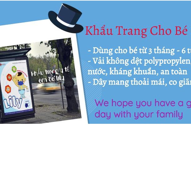 Khẩu Trang Cho Bé Lily Hộp 10 Cái (mẫu mới)- Dùng cho bé 6 tháng đến 5 tuổi