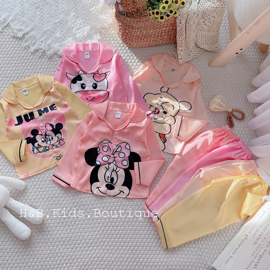 [ Mã Độc Quyền ] Bộ Mặc Nhà dài tay cao cấp Pijama Lụa 3D Cao Cấp Cho Bé