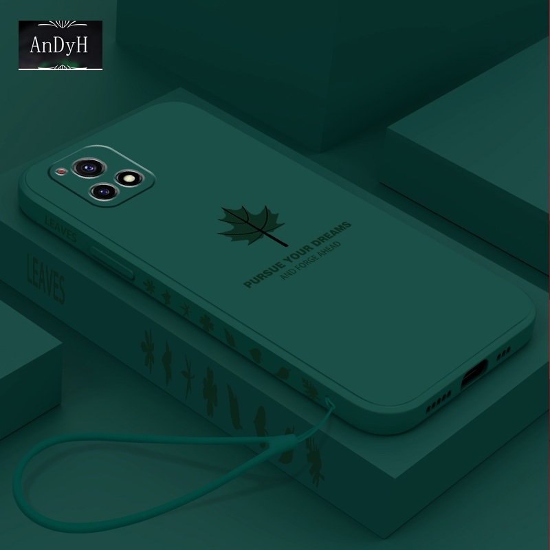 Andyh Ốp Điện Thoại Silicon Nhám Hình Lá Phong Đơn Giản Có Dây Đeo Cho Vivo Y12S 2021 Y20 2021 Y20S G Y20I Y30 Y30I Y50 Y52S
