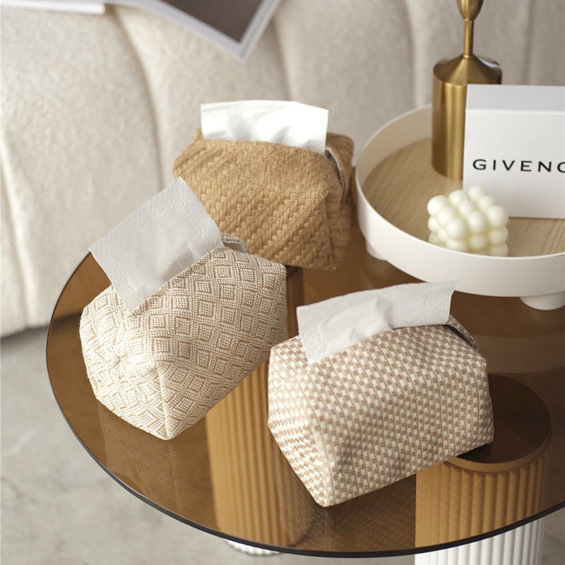 Hộp đựng khăn giấy bằng vải lanh cotton phong cách Nhật Bản đơn giản