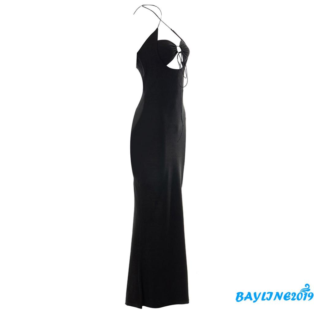 Đầm Dài Không Tay Màu Trơn Cắt Xẻ Một Mảnh Dành Cho Nữ