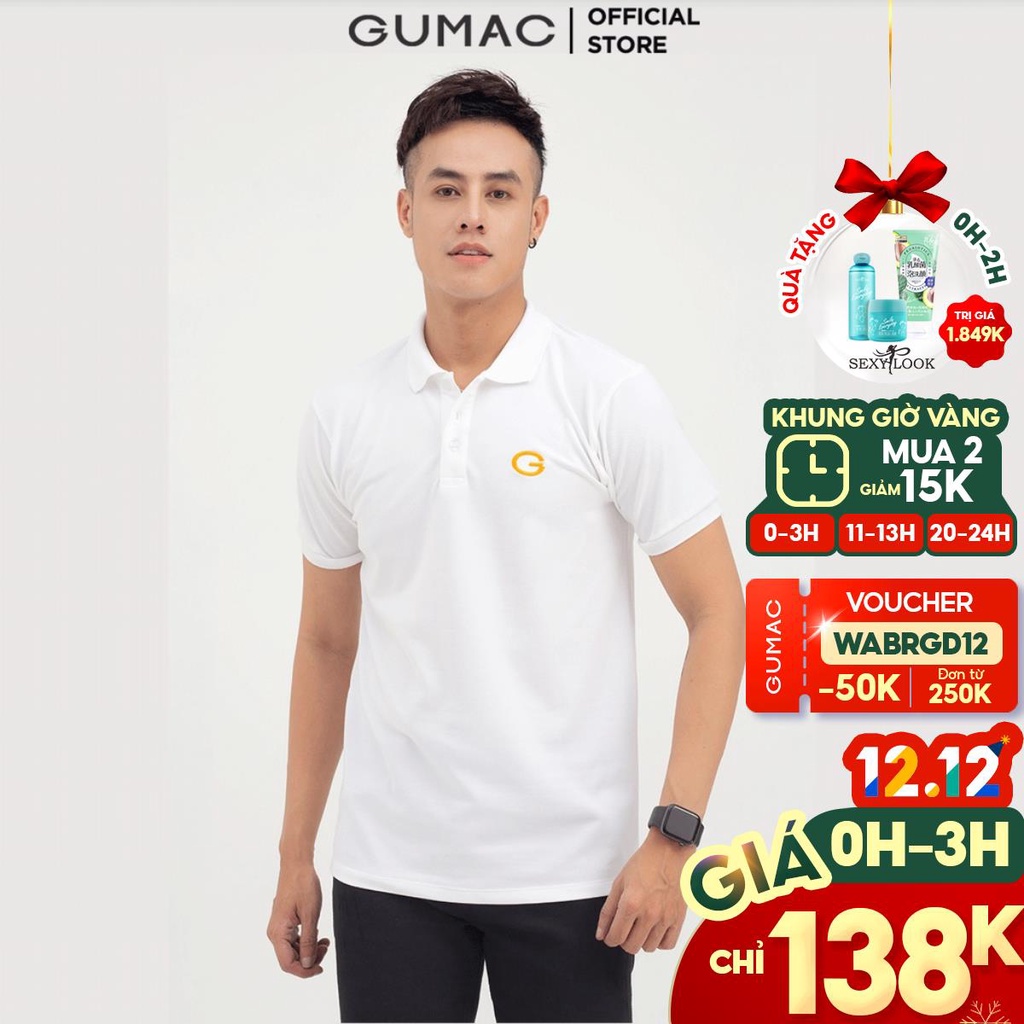 [Mã WABRGD12 giảm 10% đơn 250K] Áo thun polo nam thêu chữ G GUMAC form cơ bản, lịch lãm ATNB810 | BigBuy360 - bigbuy360.vn