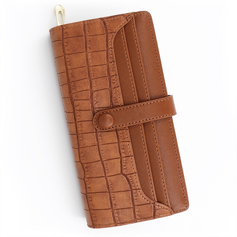 Ví Dài Màu Trơn Có Khóa Kéo Họa Tiết Vân Đá Thời Trang Cho Nữ