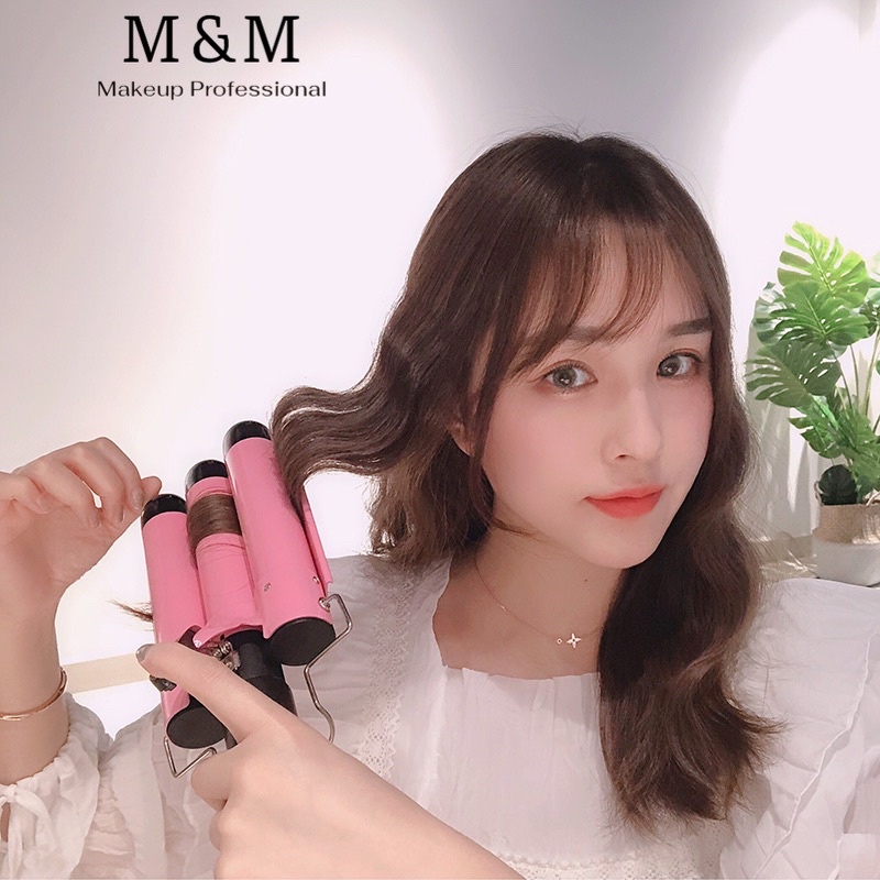 Máy uốn xoăn sóng nước ba trục Hàn Quốc thân sứ bảo vệ tóc