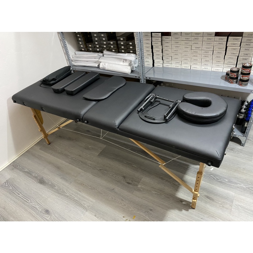 Giường xăm tattoo chân gỗ Có tựa vali xếp gọn phun xăm chịu lực 150kg