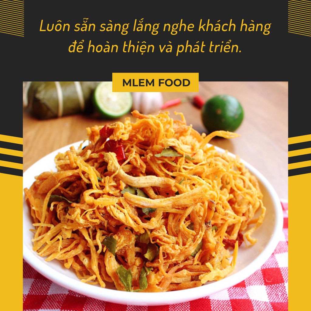 Khô gà lá chanh xé cay 300gr Mlem Food, Gà khô xé sợi lá chanh - Đồ ăn vặt Hà Nội | BigBuy360 - bigbuy360.vn
