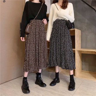 [Hàng order] Chân váy dài dập ly chấm bi vintage có size