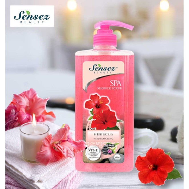 Sữa Tắm Tẩy Tế Bào Chết Hạt Massage Sensez Beauty Trẻ Hóa Dưỡng Ẩm - Hương Hoa Hibiscus - 680ml