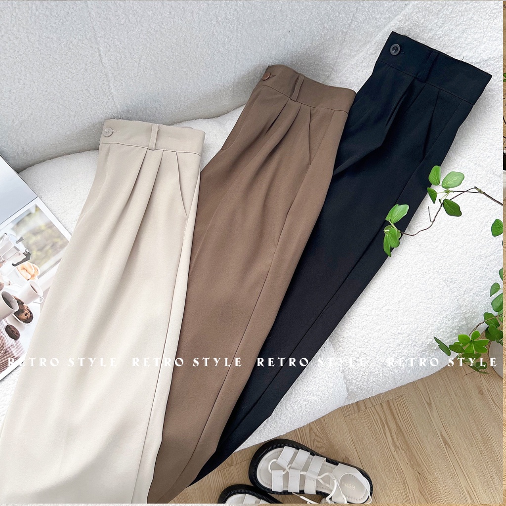 Quần suông cúc khóa cạp vải lưng cao Quansuong213