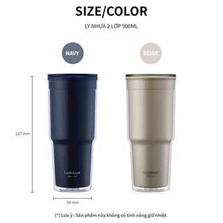 Ly nhựa 2 lớp có ống hút Lock&Lock dung tích 750ml 900ml,Lock&Lock Cherry Blossom hoa anh đào, gấu bắc cực, lemon