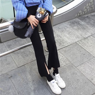 Quần thun cát ống loe xẻ
