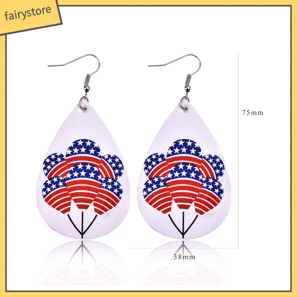 1 Đôi Bông Tai Giả Da Hình Lá Cờ Mỹ Đơn Giản