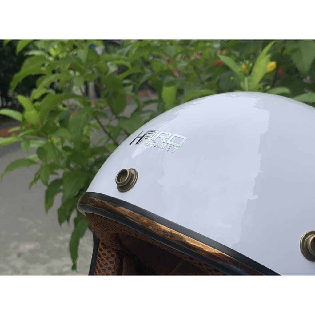 [HOT NEW 2020] Mũ Bảo Hiểm ¾ HPro Thời Thượng Nhiều Màu Cá Tính – Màu Trắng – Bảo Hành 12 Tháng