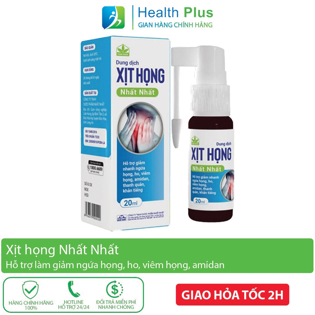 Xịt Họng Nhất Nhất - Hỗ trợ giảm ho, giảm đau rát, ngứa họng, viêm họng, amidan - Chai 20 ml
