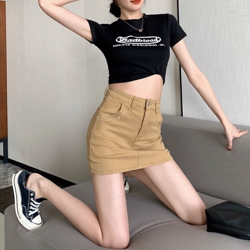 Chân Váy Denim Dáng Chữ A Lưng Cao Co Giãn Tốt Phong Cách Trung Hoa Thời Trang Mùa Hè Mới