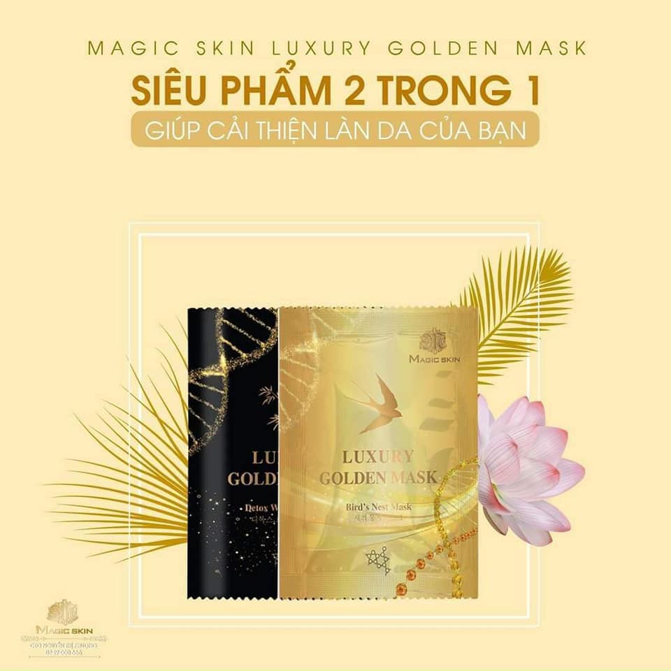 Ủ YẾN THẢI ĐỘC Luxury Golden Mask🎈  Mặt nạ dưỡng trắng hút chì Magic Skin 🎈 HỘP 6 gói ✔ CHÍNH HÃNG