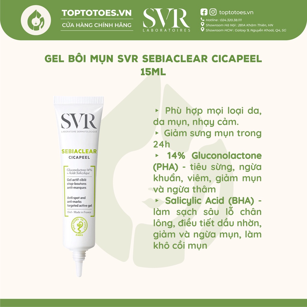 Gel bôi mụn SVR Sebiaclear Cicapeel 15ml [NHẬP KHẨU CHÍNH HÃNG 100%]