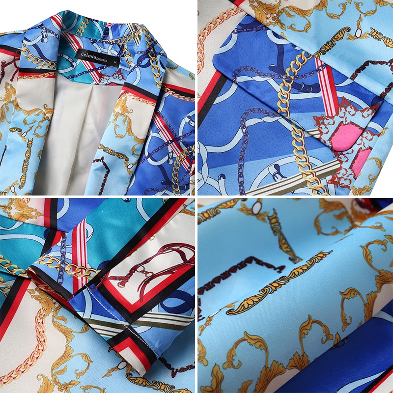 Áo khoác blazer CELMIA tay dài in họa tiết phong cách vintage dành cho nữ | BigBuy360 - bigbuy360.vn