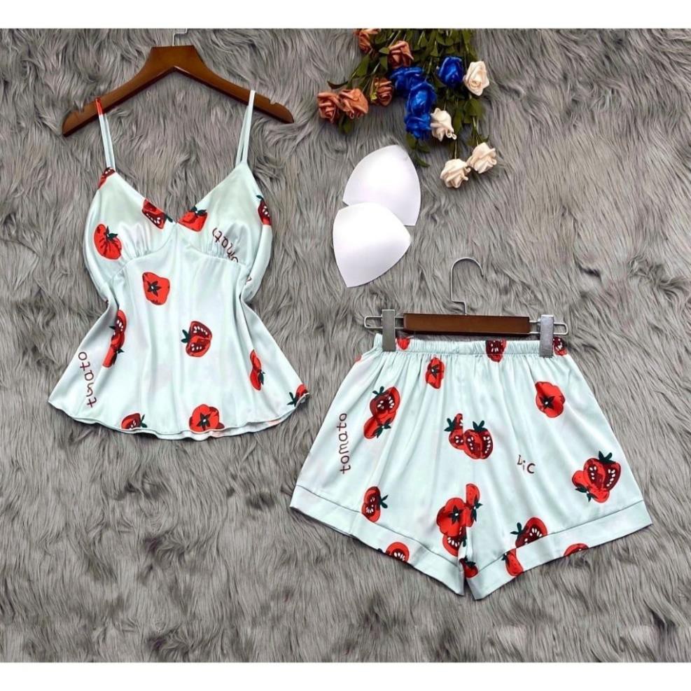 Đồ Ngủ 2 Dây Quần Cộc  Mặc Nhà Lụa Satin Cao Cấp Đủ Size Dưới 60Kg, Đồ Ngủ Sexy Có Kèm Mút Ngực | BigBuy360 - bigbuy360.vn