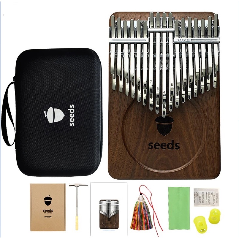 Đàn Kalimba 34 Phím thương hiệu SEEDS gỗ nguyên khối Óc Chó Đen Bắc Mỹ - Hàng chính hãng tặng hộp chống sốc x3