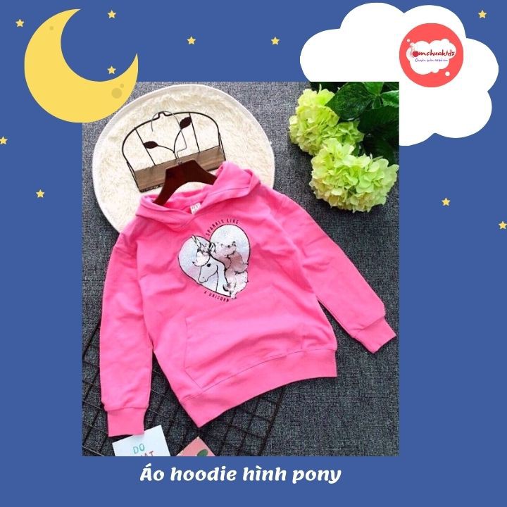 [HOODIE] Áo Khoác Bé Gái Hình Pony kết kim sa từ 8-51kg- Phong cách hoodie-mặc ấm ngày se lạnh. Chất thun mát mịn