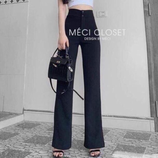 Quần loe 2 khuy có khoá kéo siêu xinh cạp cao tôn dáng