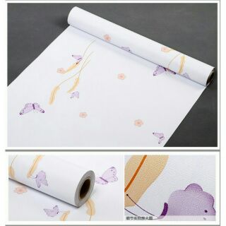 Decal dán tường 5m họa tiết cỏ bướm tím