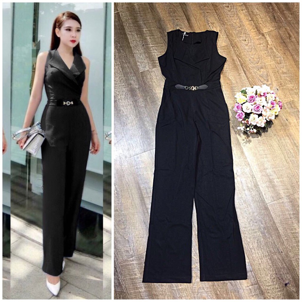 Jumpsuit Dài 💕FREESHIP💕Giảm 45k Khi Mua Đơn Từ 500k - Jum dài cổ bẻ kèm belt giống Bạch Nguyễn TJ609 | BigBuy360 - bigbuy360.vn