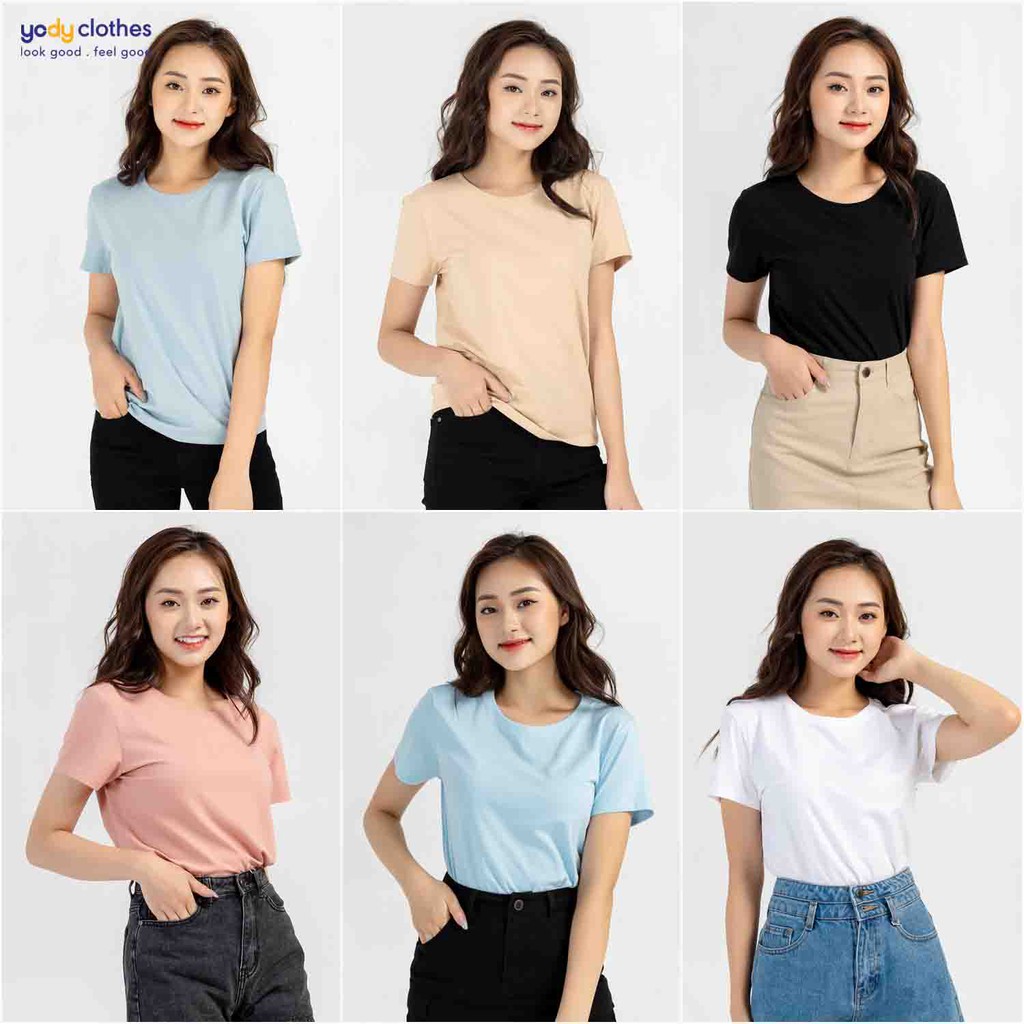 Áo thun nữ YODY cổ tròn ngắn tay cotton siêu mát mẻ, miềm mịn PPN4500 | BigBuy360 - bigbuy360.vn