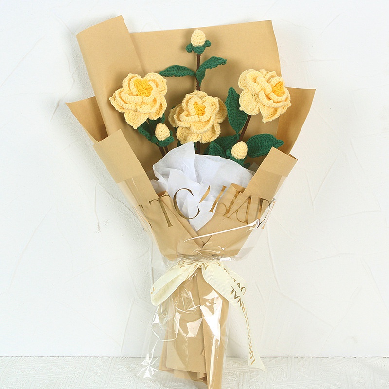 Bó Hoa Trà Giả Đan Tay Trang Trí Tiệc Cưới / Sinh Nhật