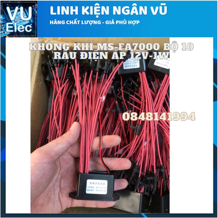 Máy tạo ion âm lọc không khí điện áp 12V  cực an toàn - MS-FA7000 bộ 10 râu, 100 triệu Ion,  bảo hành 3T