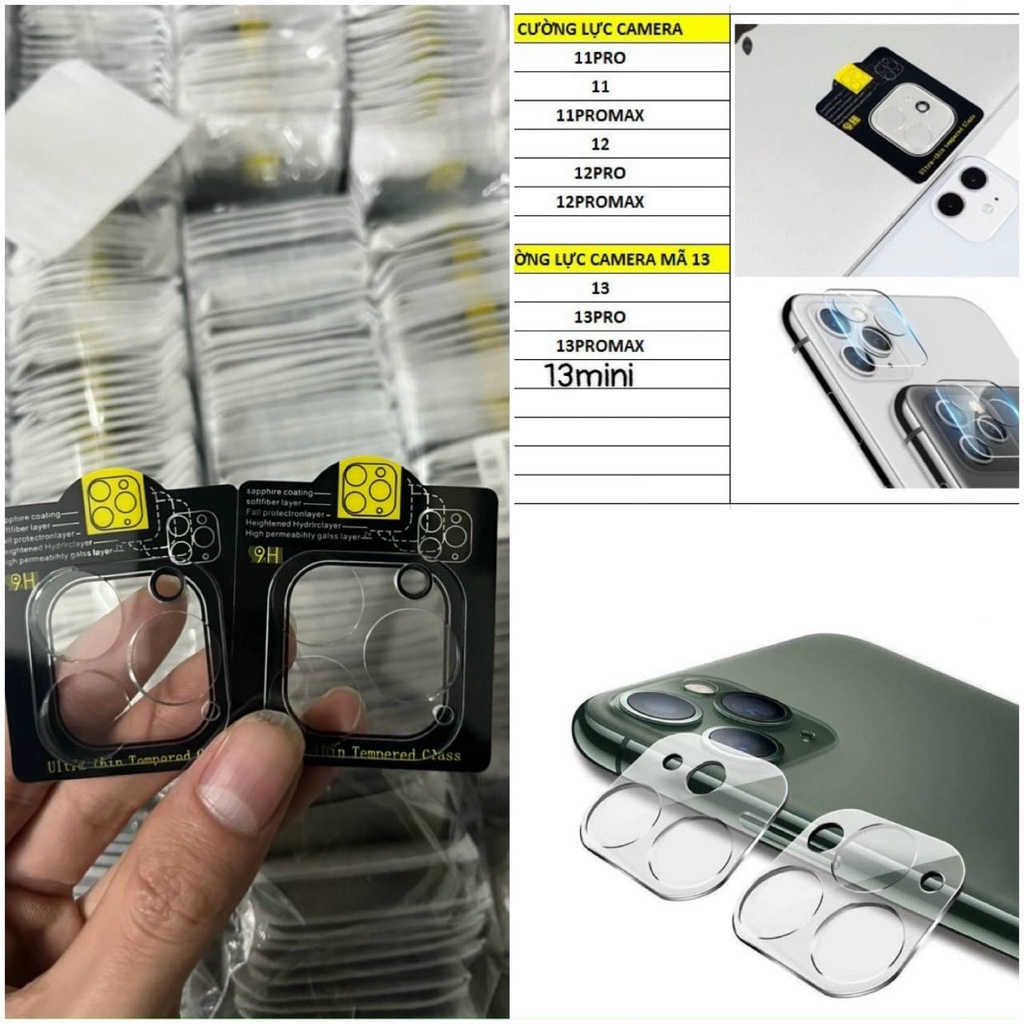 Kính cường lực trong suốt bảo vệ camera cho iPhone 11,11 Pro, 11Pro max,12,12 Pro, 12 Pro max,13,13 Pro,13 Pro max