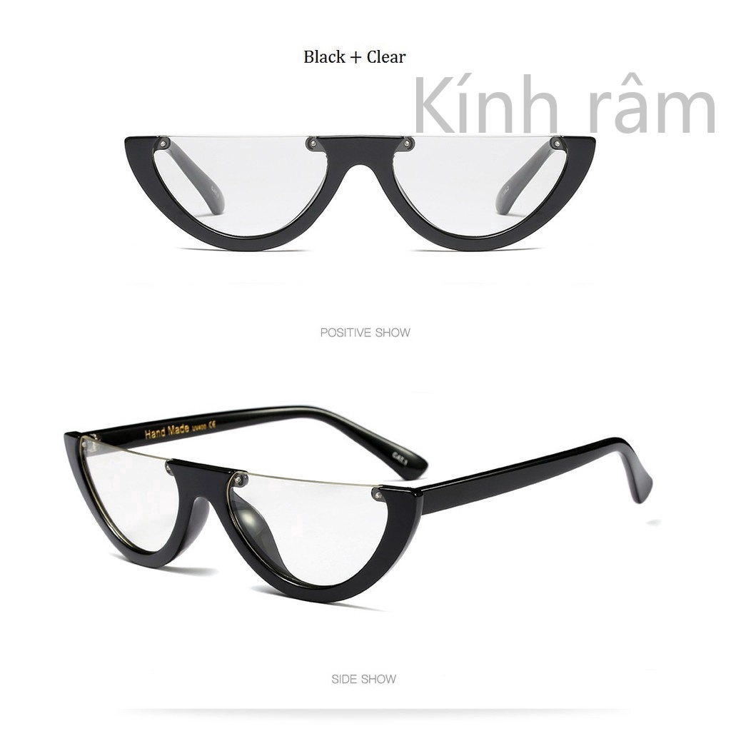 Cool Trendy Half Frame Cat Eye Sunglasses Women Fashion