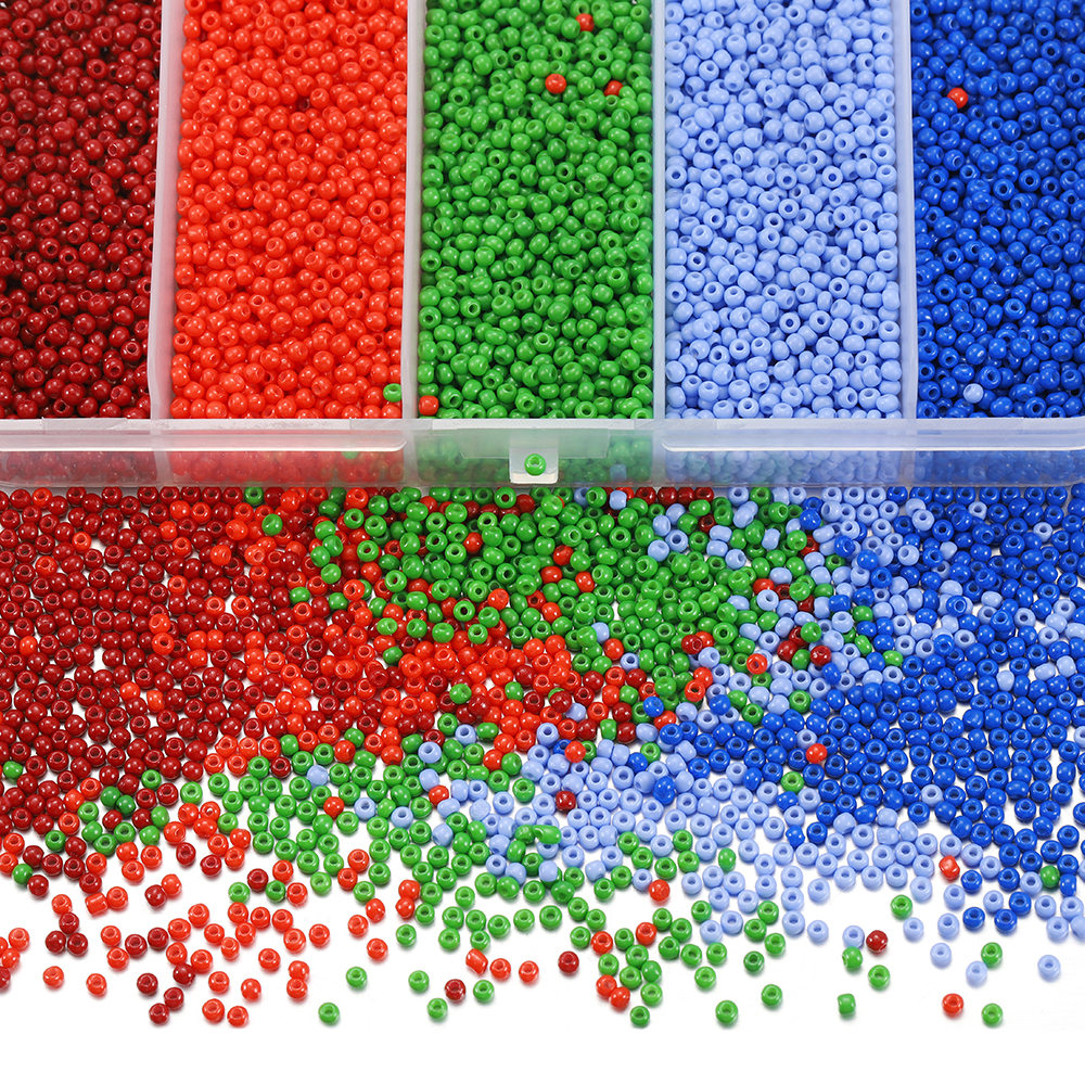 St.kunkka 9000 cái / hộp Chất liệu thủy tinh màu Hạt kê Bộ 5 màu mỗi hộp cho thiết kế đồ trang sức DIY
