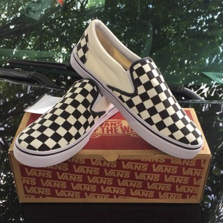 [FULL BOX] Giày lười Slip-On Checkerboard trắng đen