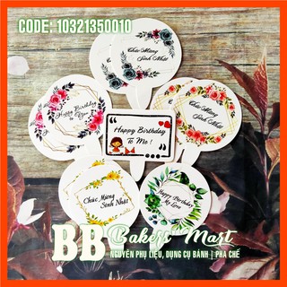 Cắm GIẤY vòng HOA Happy Birthday Tròn, Vuông - Xấp 10t