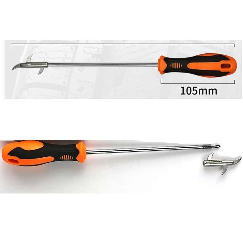 Dụng cụ móc vệ sinh bánh xe hơi, tua vít 3 chấu gỡ sỏi đá lốp ô tô (32,5cm) -lakado