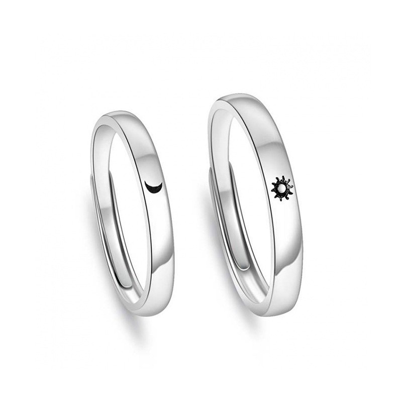 Nhẫn Hở Hình Mặt Trăng / Mặt Trời Xinh Xắn Nhẫn Cặp Hình Mặt Trời Mặt Trăng Ngôi Sao Đơn Giản Phong Cách Hàn