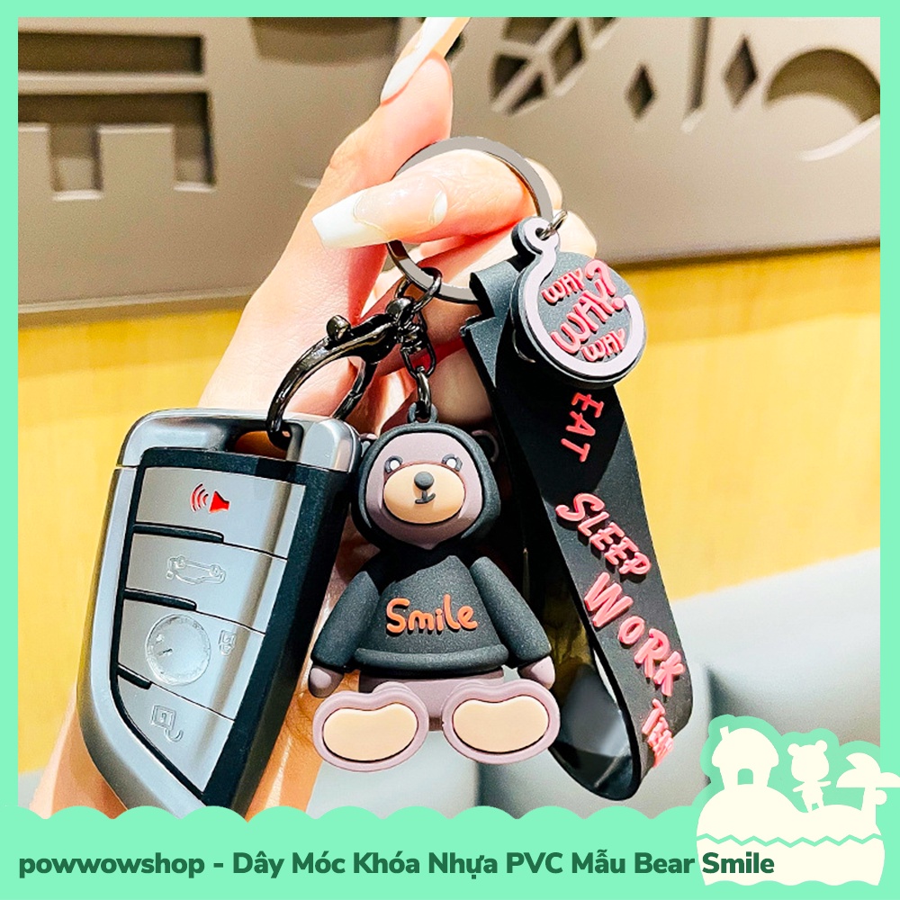 [Sẵn VN - Hỏa Tốc] Dây Móc Khóa Nhựa PVC Mẫu Gấu Bear Smile