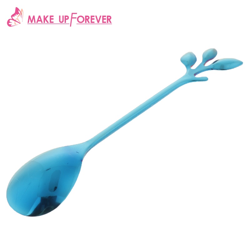 [Make_up Forever]Leaf Pattern Stainless Steel Tea Coffee Spoon Tableware Colorful