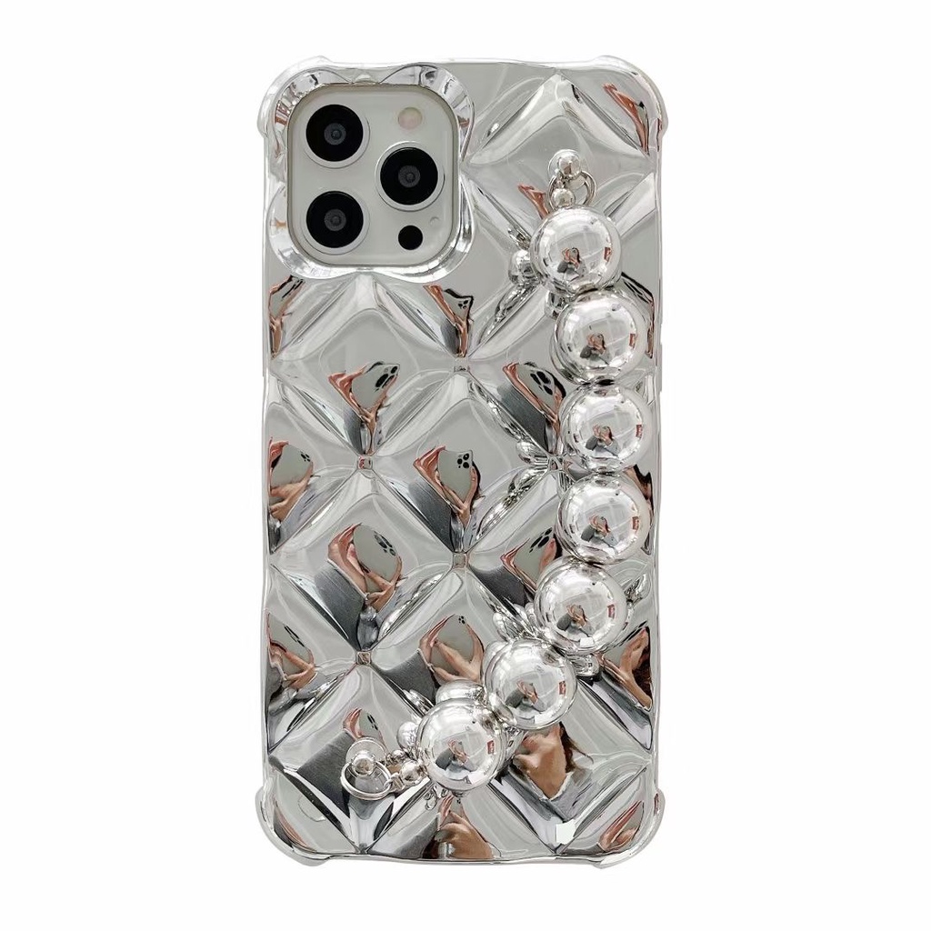 Ốp điện thoại dẻo chống rơi đính hạt mạ bạc nhân tạo thích hợp cho IPHONE 12 PRO MAX 11 PRO MAX XS MAX XR X 7 PLUS
