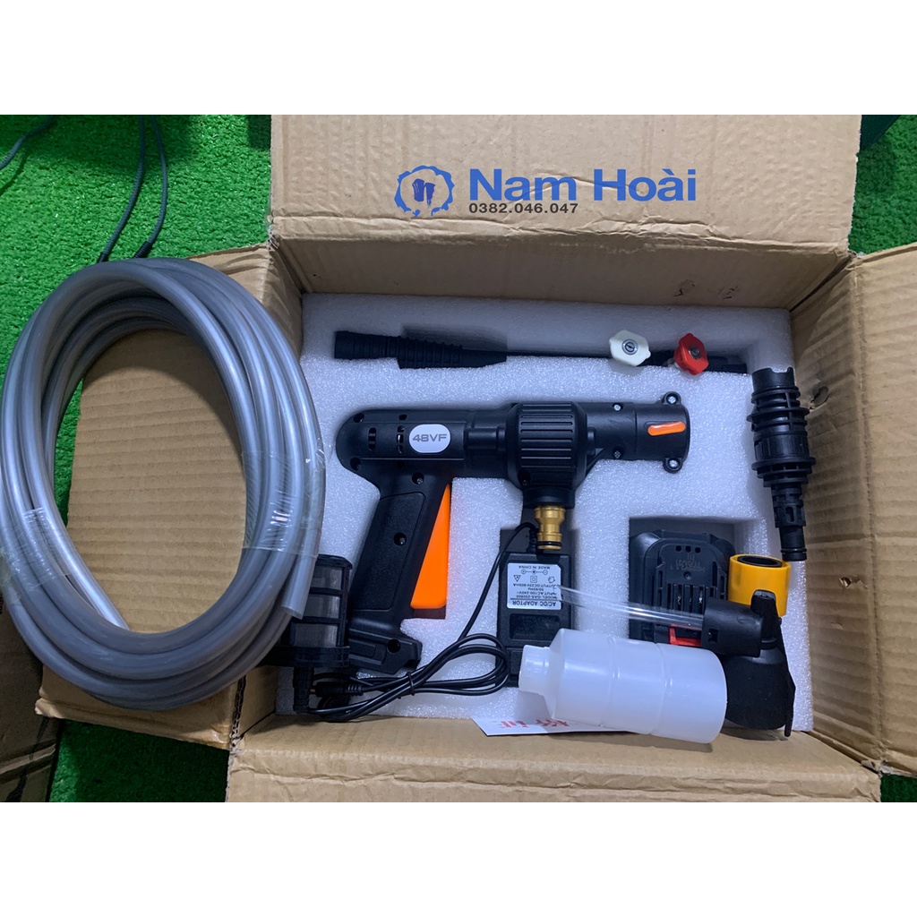 Máy rửa xe, vệ sinh, tưới hoa cầm tay dùng pin Zhong Hui 25 V,Áp lực mạnh, pin sạc bền bỉ, dễ sử dụng, 3 chế độ phun rửa