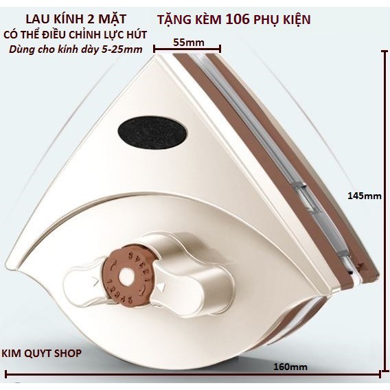 Lau kính 2 mặt nam châm điều chỉnh lực hút 5-35mm TẶNG 106 phụ kiện