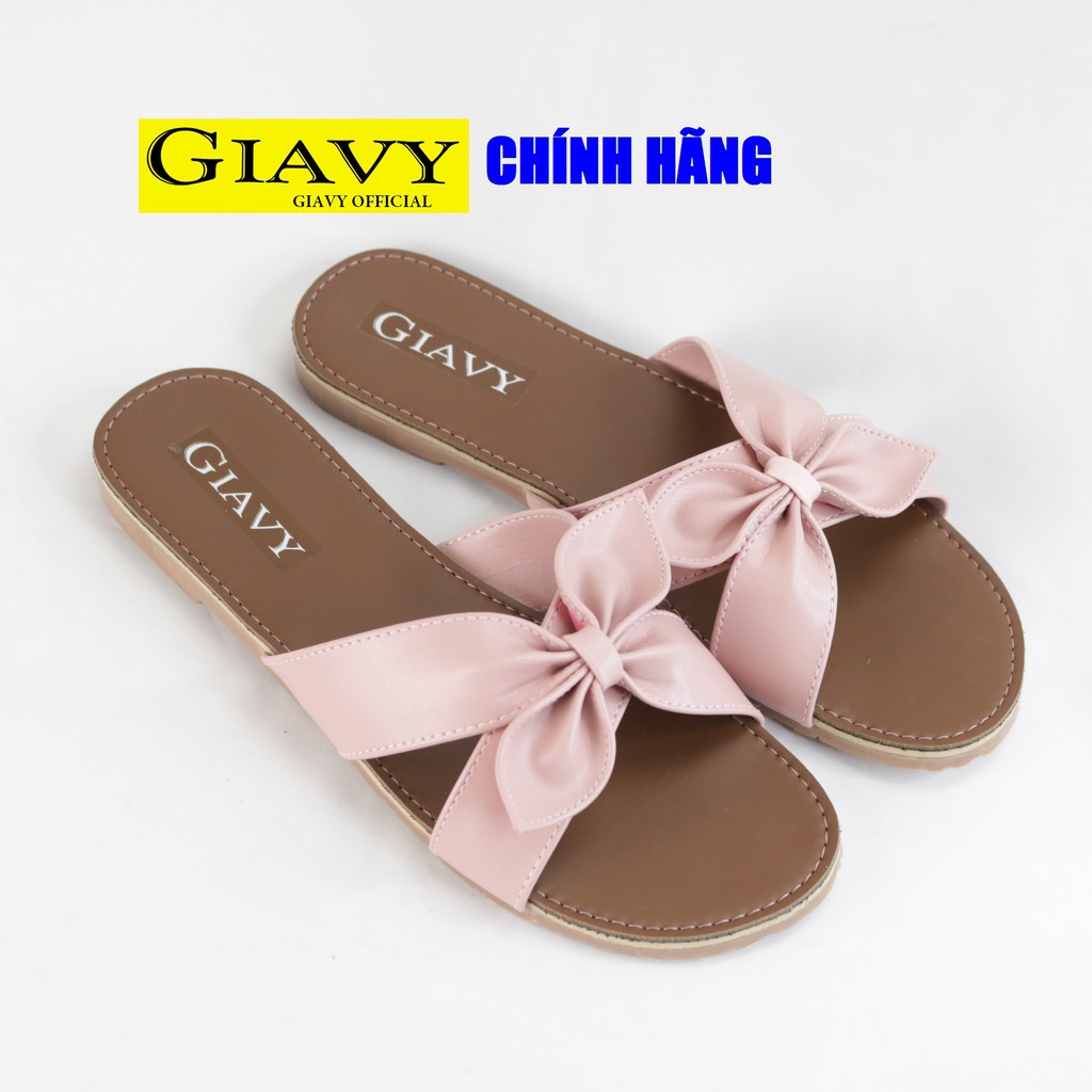 Dép nữ Giavy quai chéo nơ hồng UNV633