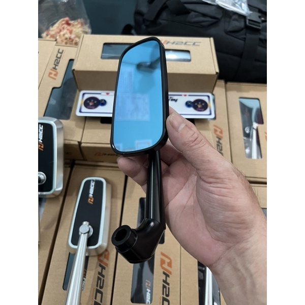 Kiếng gương H2C hình chữ nhật mặt kiếng thu hình gắn mọi dòng xe